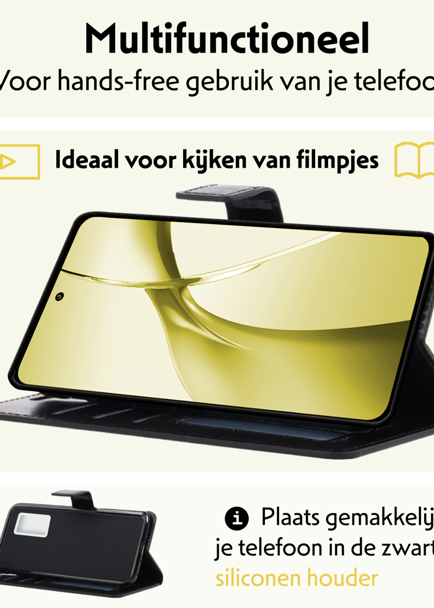 LUQ Hoesje Geschikt voor OnePlus Nord CE4 Hoesje Book Case Hoes Portemonnee Cover Walletcase Met Screenprotector - Hoes Geschikt voor OnePlus Nord CE4 Hoes Bookcase Hoesje - Zwart