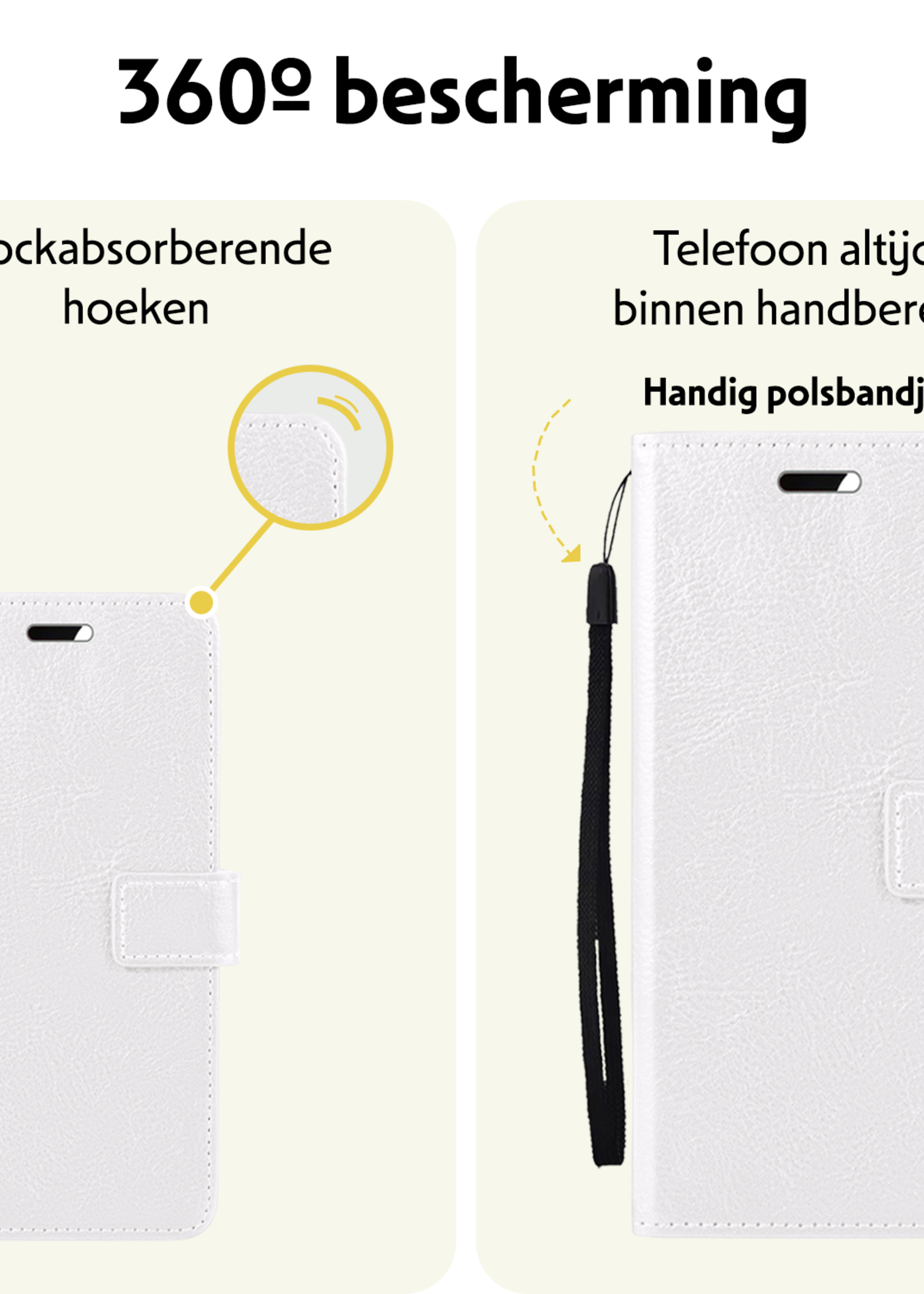 LUQ Hoesje Geschikt voor OnePlus Nord CE4 Hoesje Book Case Hoes Portemonnee Cover Walletcase Met Screenprotector - Hoes Geschikt voor OnePlus Nord CE4 Hoes Bookcase Hoesje - Wit