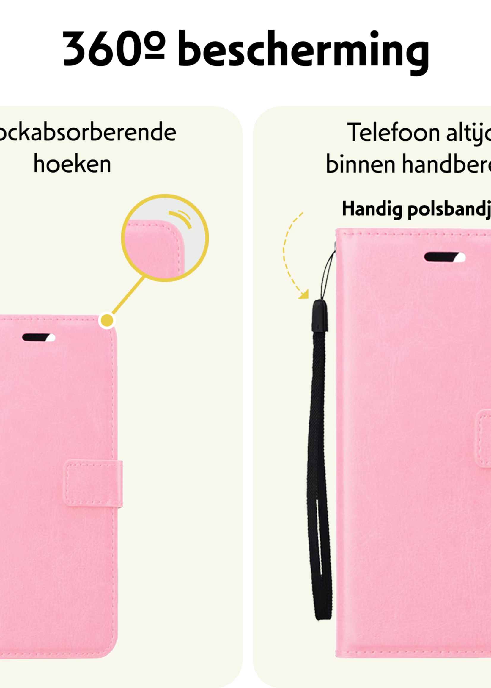 LUQ Hoesje Geschikt voor OnePlus Nord CE4 Hoesje Book Case Hoes Portemonnee Cover Walletcase Met Screenprotector - Hoes Geschikt voor OnePlus Nord CE4 Hoes Bookcase Hoesje - Lichtroze