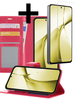 LUQ LUQ OnePlus Nord CE4 Hoesje Bookcase Met Screenprotector - Donkerroze