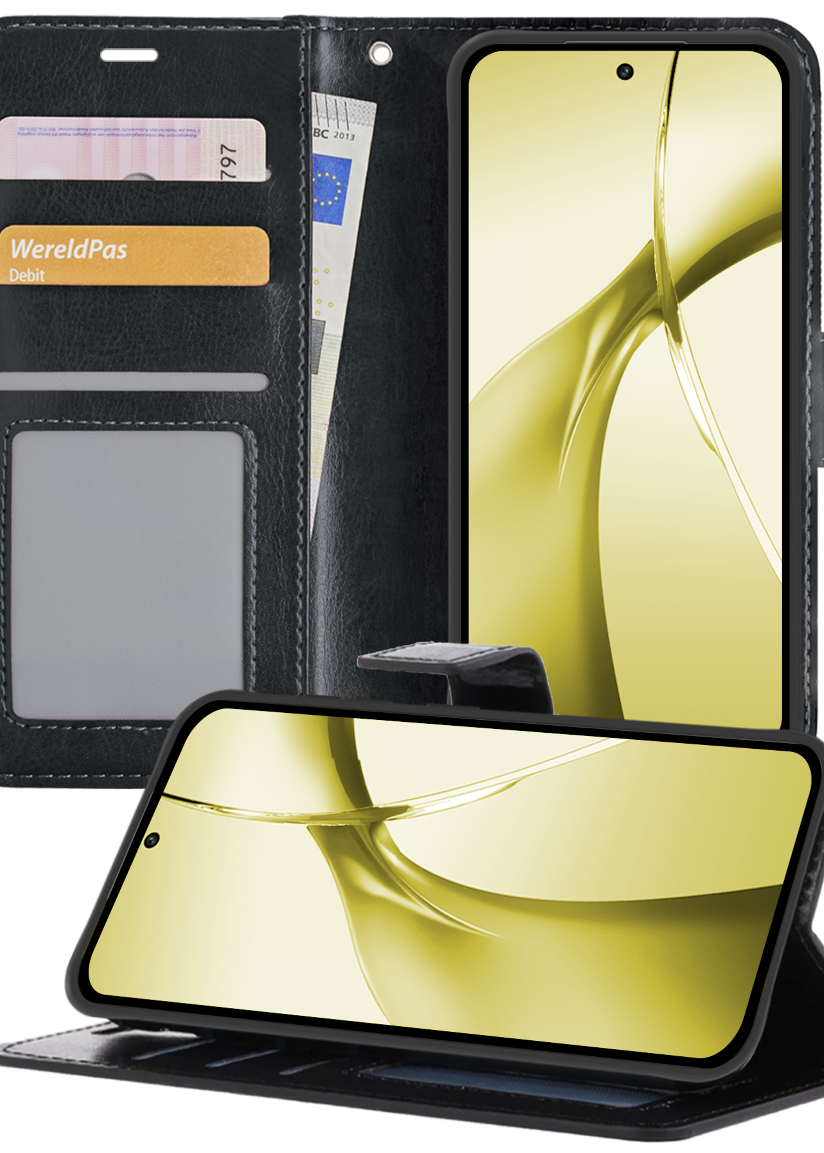 LUQ Hoesje Geschikt voor OnePlus Nord CE4 Hoesje Book Case Hoes Portemonnee Cover Walletcase - Hoes Geschikt voor OnePlus Nord CE4 Hoes Bookcase Hoesje - Zwart