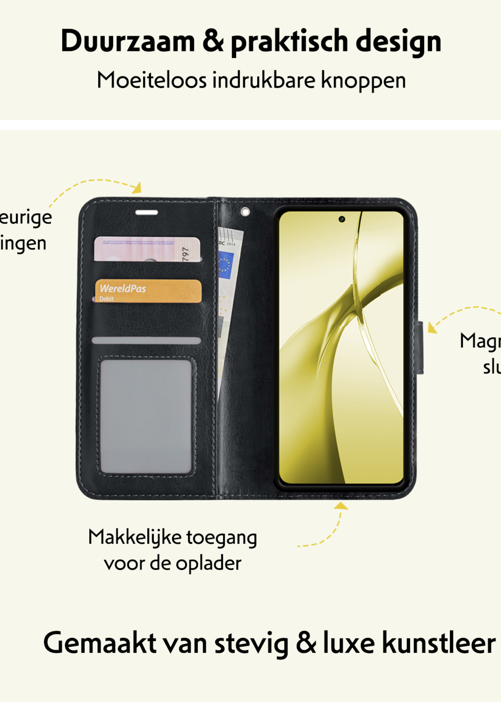 LUQ Hoesje Geschikt voor OnePlus Nord CE4 Hoesje Book Case Hoes Portemonnee Cover Walletcase - Hoes Geschikt voor OnePlus Nord CE4 Hoes Bookcase Hoesje - Zwart