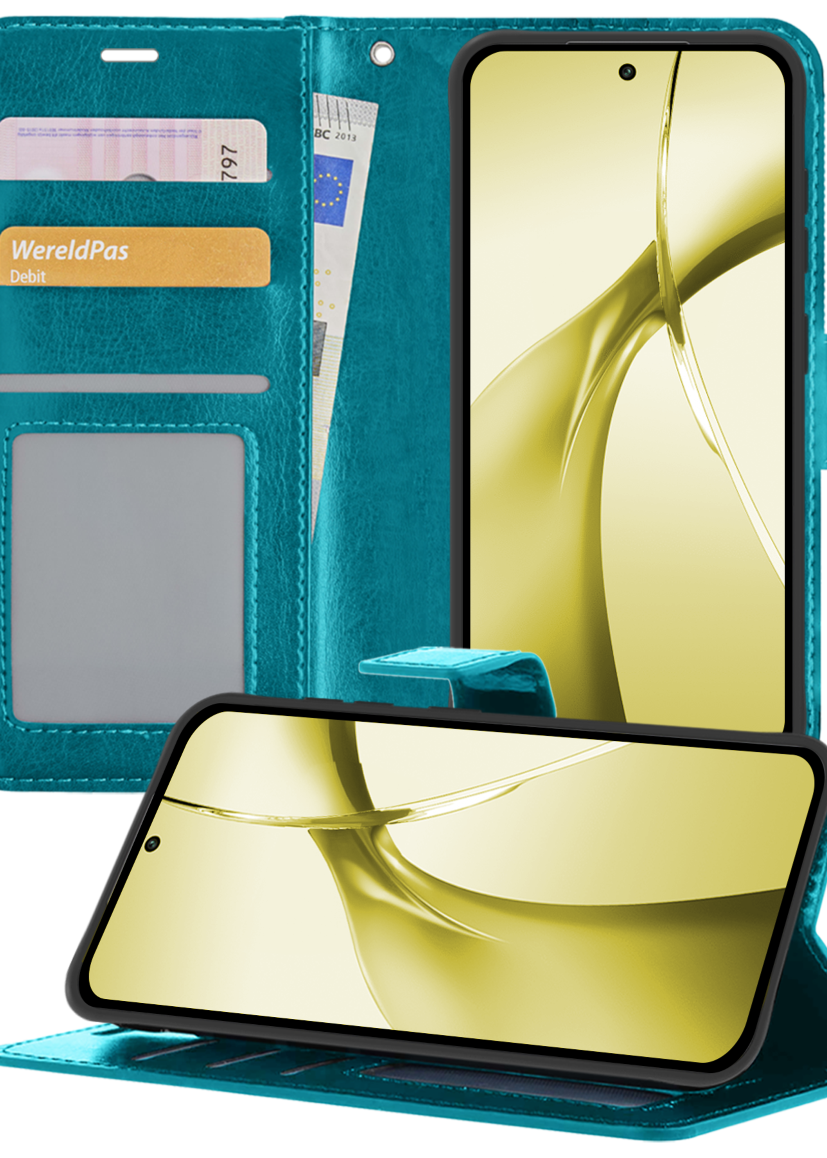 LUQ Hoesje Geschikt voor OnePlus Nord CE4 Hoesje Book Case Hoes Portemonnee Cover Walletcase - Hoes Geschikt voor OnePlus Nord CE4 Hoes Bookcase Hoesje - Turquoise