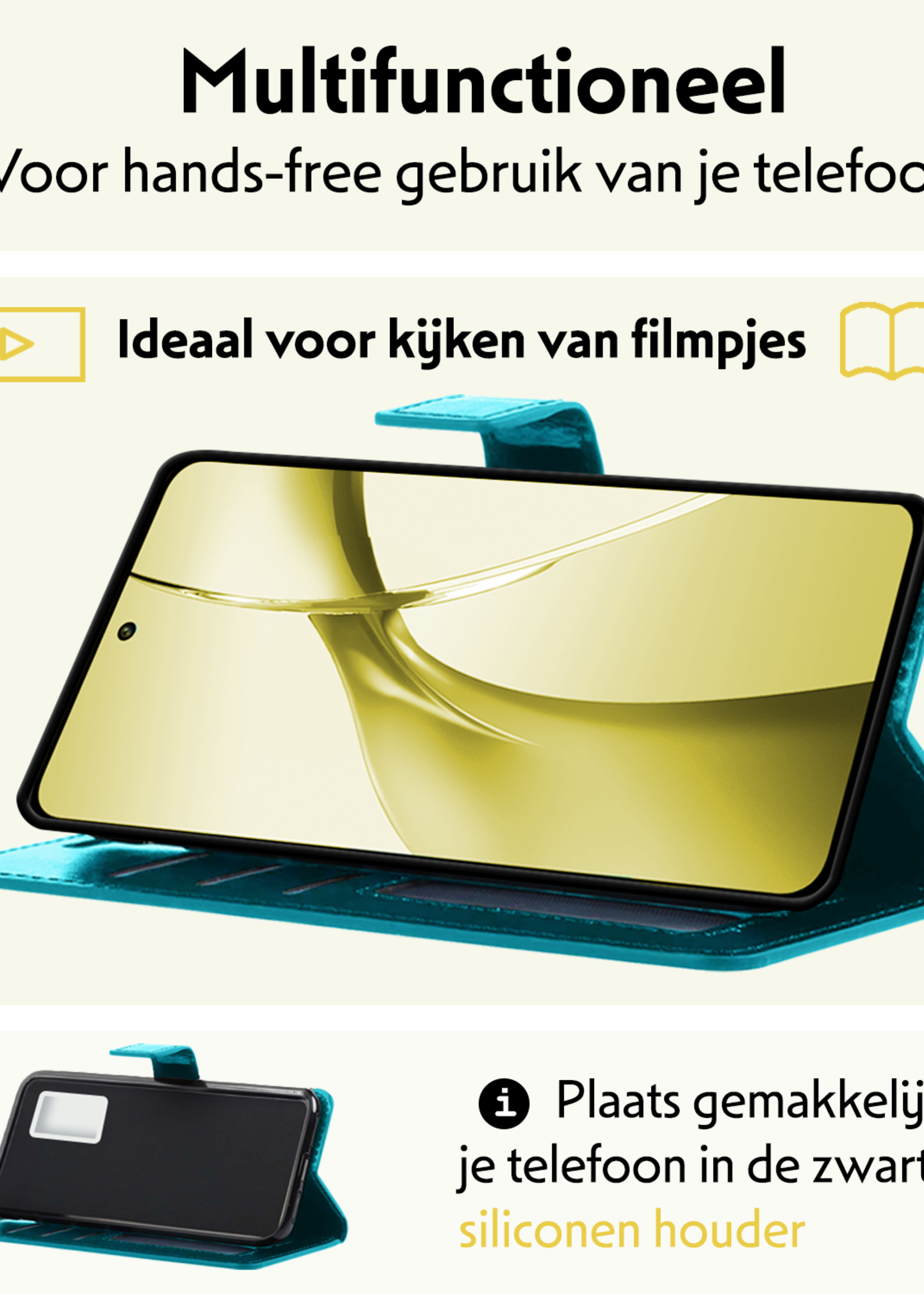 LUQ Hoesje Geschikt voor OnePlus Nord CE4 Hoesje Book Case Hoes Portemonnee Cover Walletcase - Hoes Geschikt voor OnePlus Nord CE4 Hoes Bookcase Hoesje - Turquoise