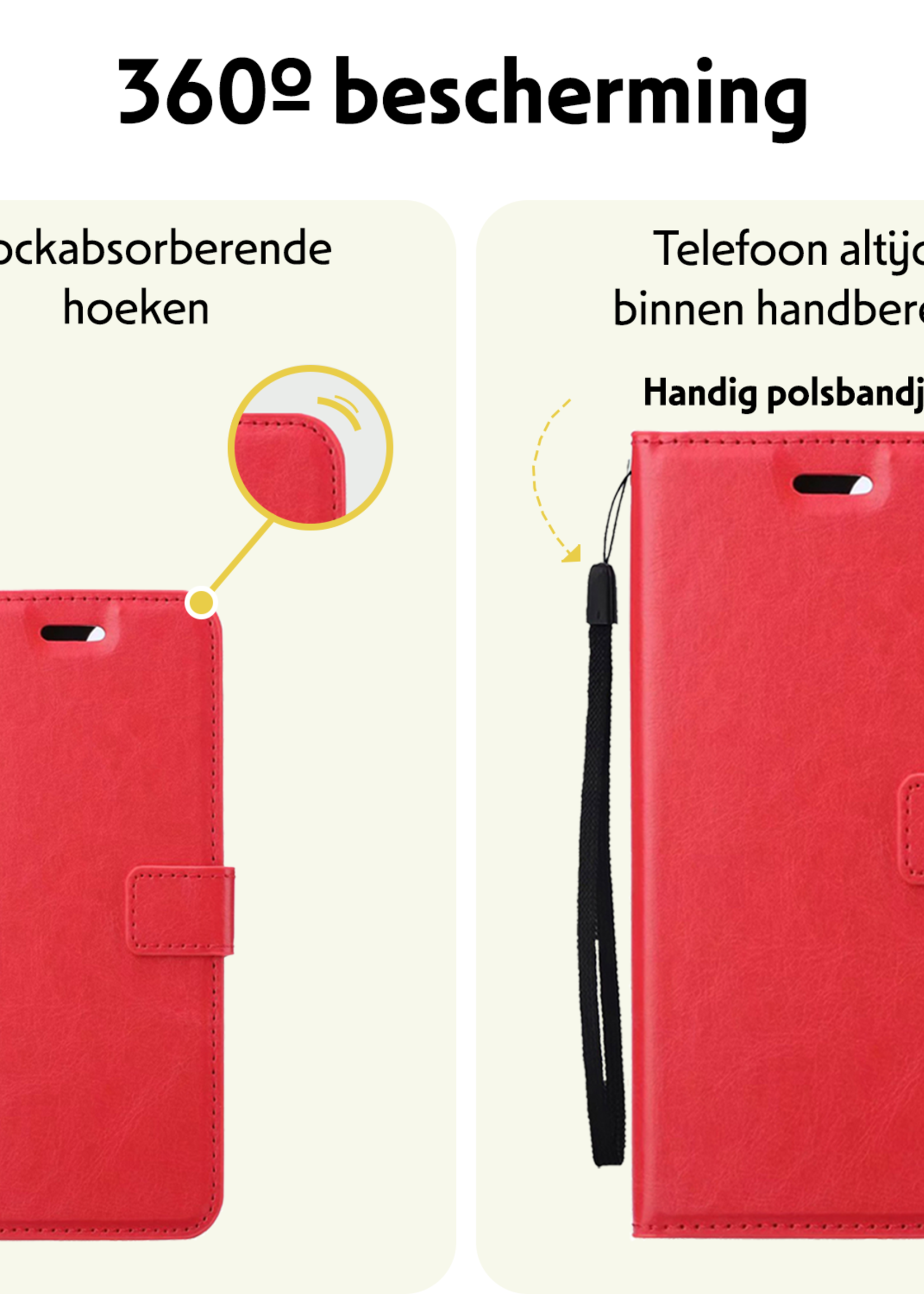 LUQ Hoesje Geschikt voor OnePlus Nord CE4 Hoesje Book Case Hoes Portemonnee Cover Walletcase - Hoes Geschikt voor OnePlus Nord CE4 Hoes Bookcase Hoesje - Rood