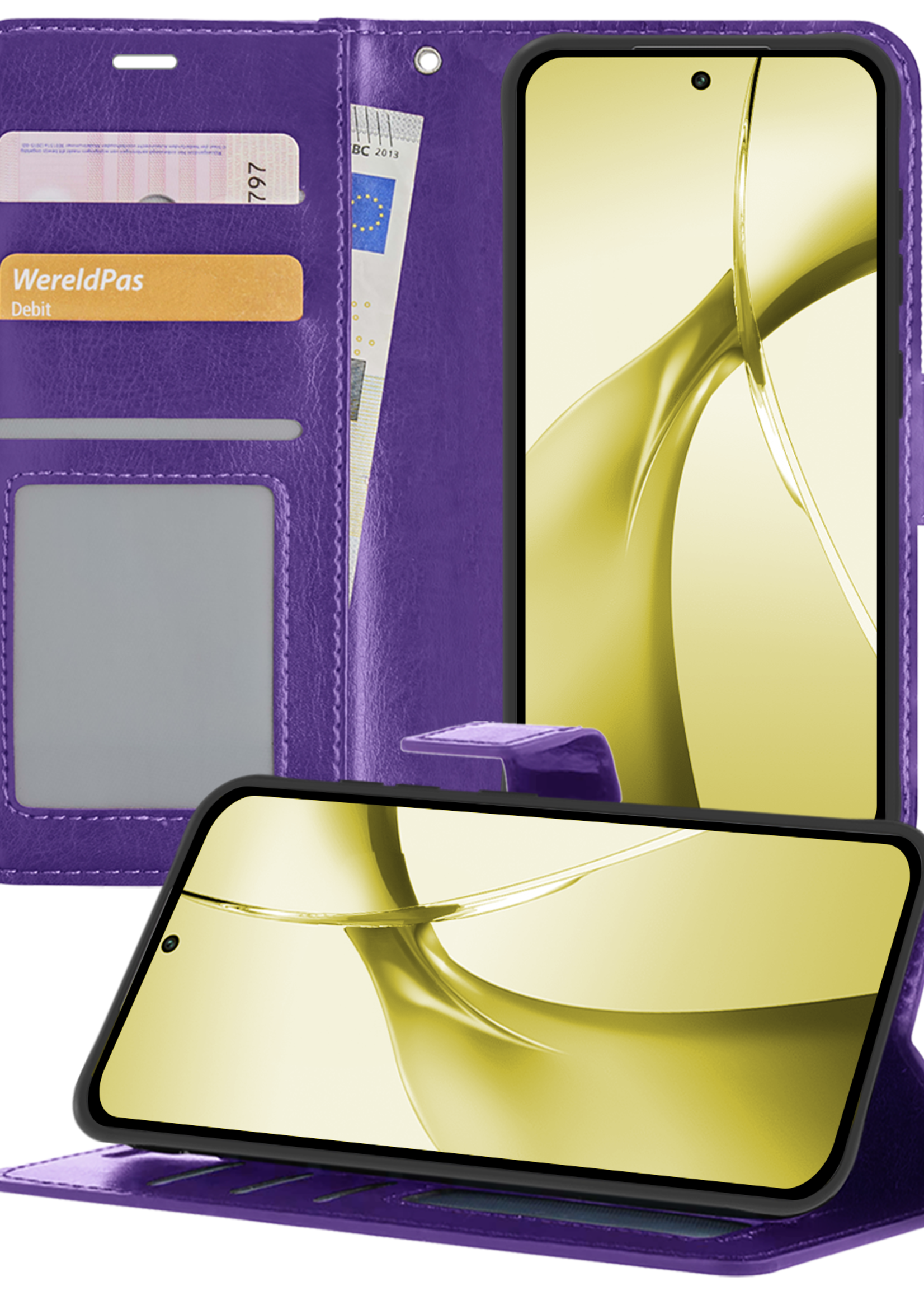 LUQ Hoesje Geschikt voor OnePlus Nord CE4 Hoesje Book Case Hoes Portemonnee Cover Walletcase - Hoes Geschikt voor OnePlus Nord CE4 Hoes Bookcase Hoesje - Paars