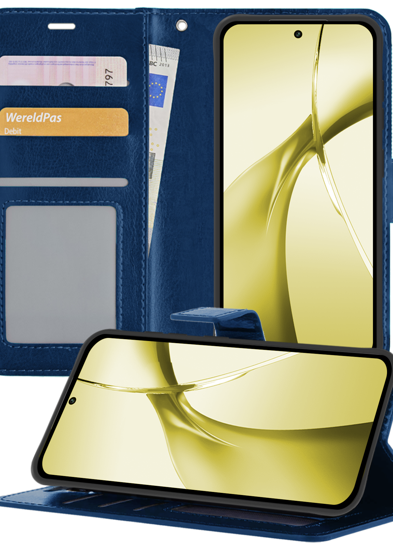 LUQ Hoesje Geschikt voor OnePlus Nord CE4 Hoesje Book Case Hoes Portemonnee Cover Walletcase - Hoes Geschikt voor OnePlus Nord CE4 Hoes Bookcase Hoesje - Donkerblauw