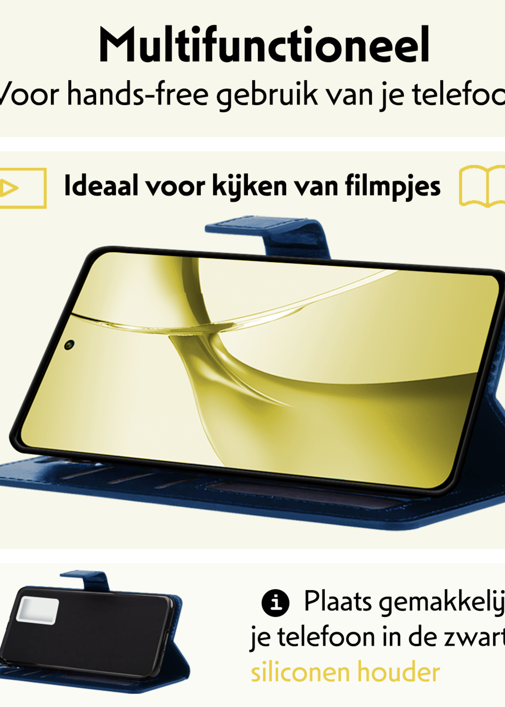 LUQ Hoesje Geschikt voor OnePlus Nord CE4 Hoesje Book Case Hoes Portemonnee Cover Walletcase - Hoes Geschikt voor OnePlus Nord CE4 Hoes Bookcase Hoesje - Donkerblauw