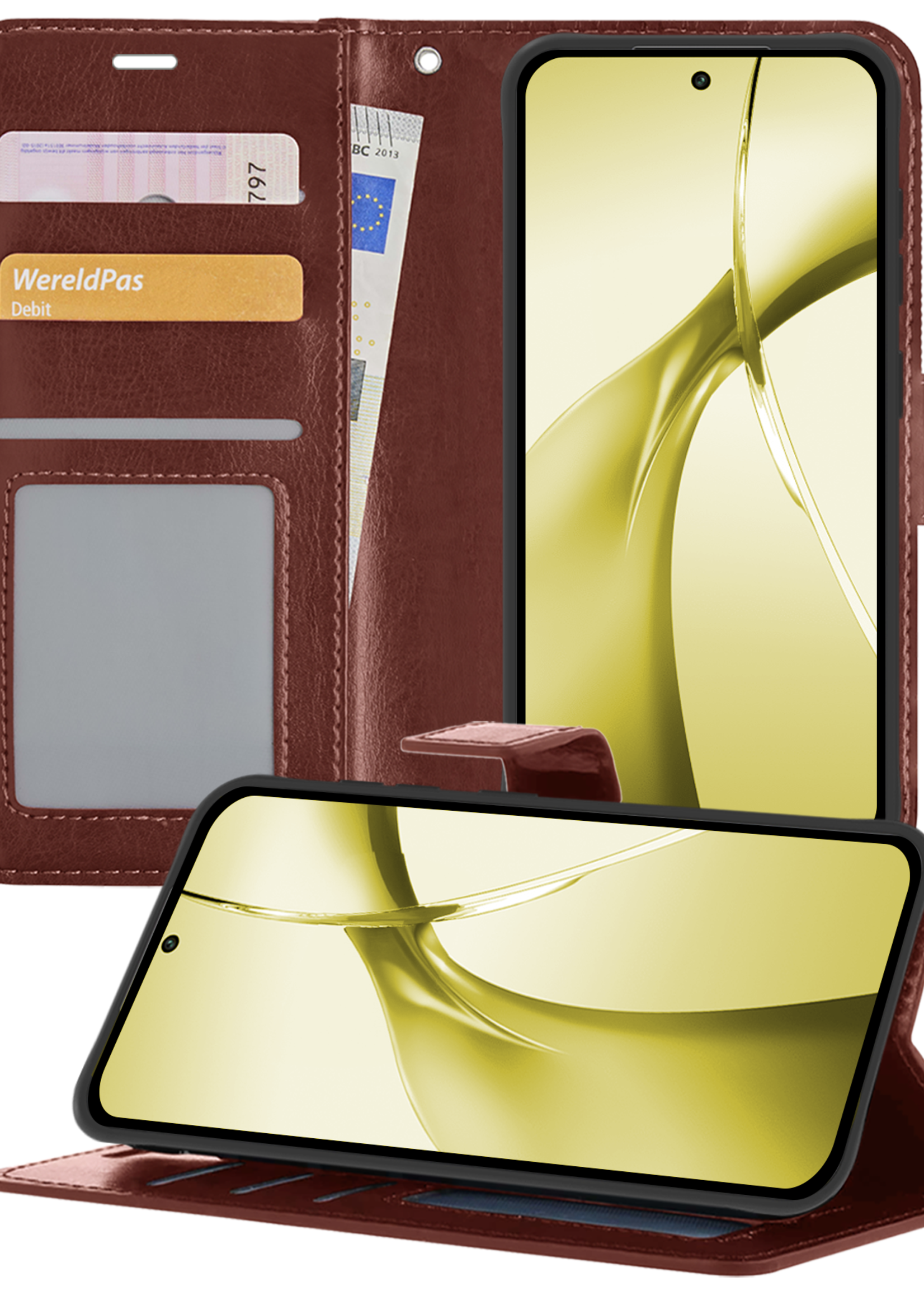 LUQ Hoesje Geschikt voor OnePlus Nord CE4 Hoesje Book Case Hoes Portemonnee Cover Walletcase - Hoes Geschikt voor OnePlus Nord CE4 Hoes Bookcase Hoesje - Bruin