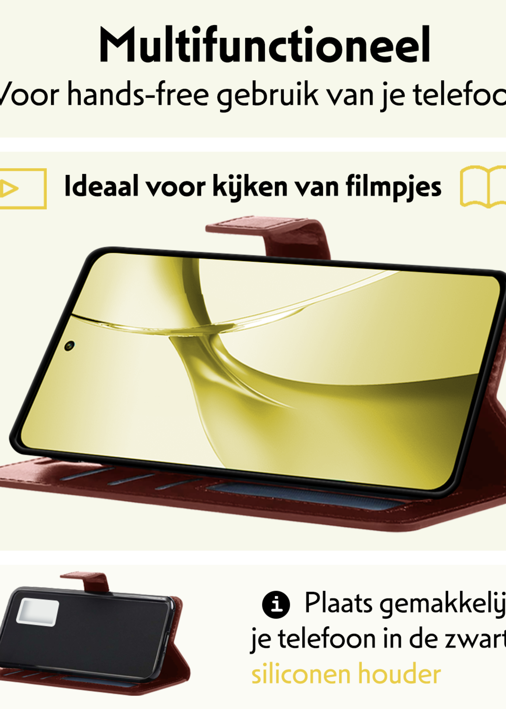 LUQ Hoesje Geschikt voor OnePlus Nord CE4 Hoesje Book Case Hoes Portemonnee Cover Walletcase - Hoes Geschikt voor OnePlus Nord CE4 Hoes Bookcase Hoesje - Bruin