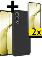 LUQ LUQ OnePlus Nord CE4 Hoesje Siliconen Met 2x Screenprotector - Zwart