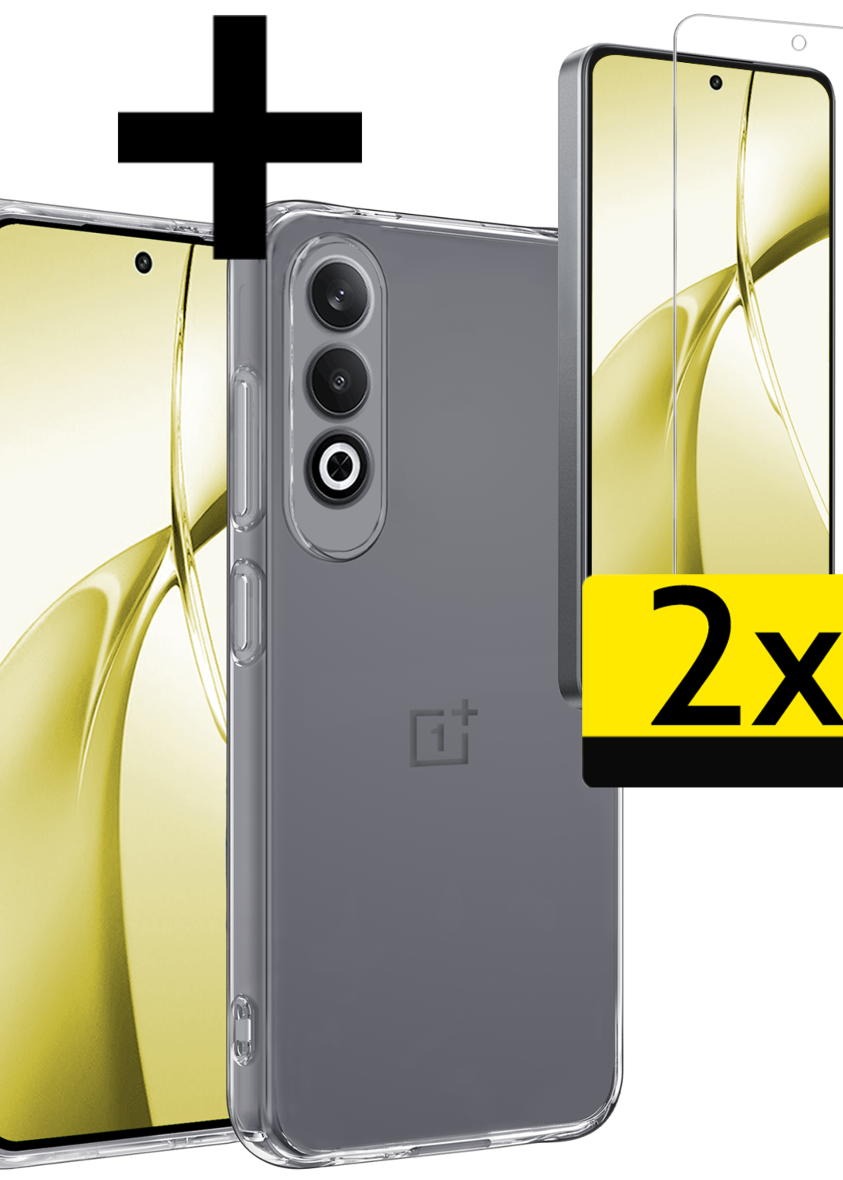 LUQ Hoesje Geschikt voor OnePlus Nord CE4 Hoesje Siliconen Case Hoes Met 2x Screenprotector - Hoes Geschikt voor OnePlus Nord CE4 Hoes Cover Case - Transparant