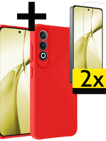 LUQ LUQ OnePlus Nord CE4 Hoesje Siliconen Met 2x Screenprotector - Rood