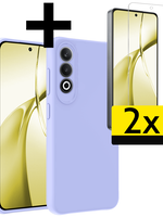 LUQ LUQ OnePlus Nord CE4 Hoesje Siliconen Met 2x Screenprotector - Lichtblauw