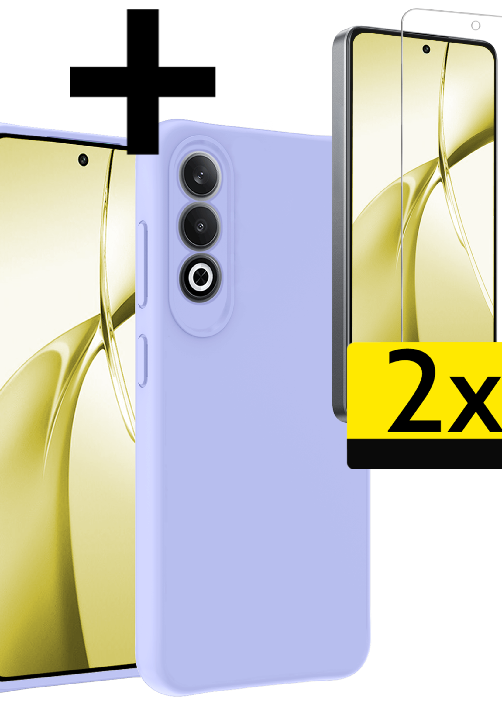 LUQ Hoesje Geschikt voor OnePlus Nord CE4 Hoesje Siliconen Case Hoes Met 2x Screenprotector - Hoes Geschikt voor OnePlus Nord CE4 Hoes Cover Case - Lichtblauw