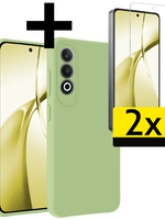LUQ LUQ OnePlus Nord CE4 Hoesje Siliconen Met 2x Screenprotector - Groen
