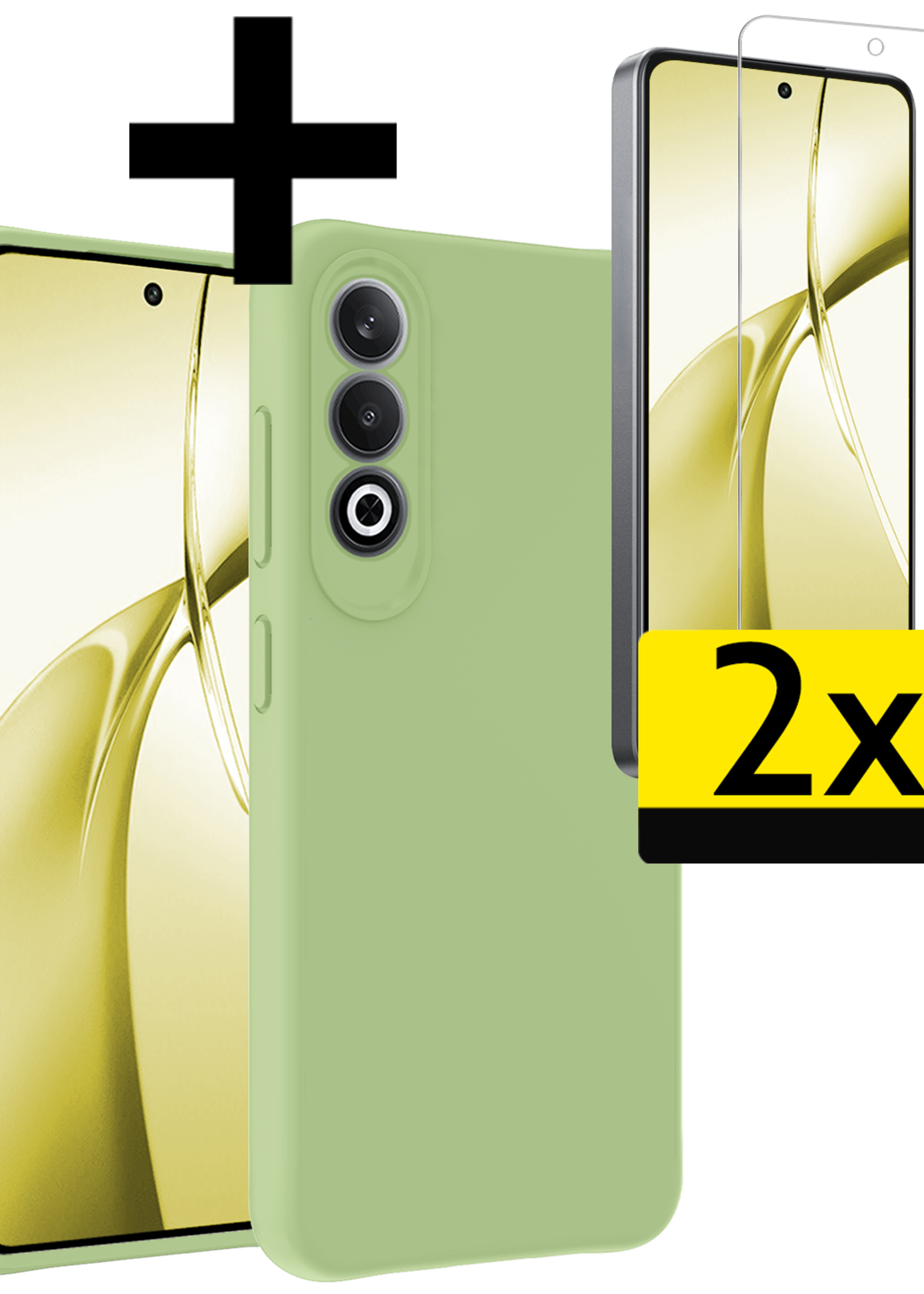 LUQ Hoesje Geschikt voor OnePlus Nord CE4 Hoesje Siliconen Case Hoes Met 2x Screenprotector - Hoes Geschikt voor OnePlus Nord CE4 Hoes Cover Case - Groen