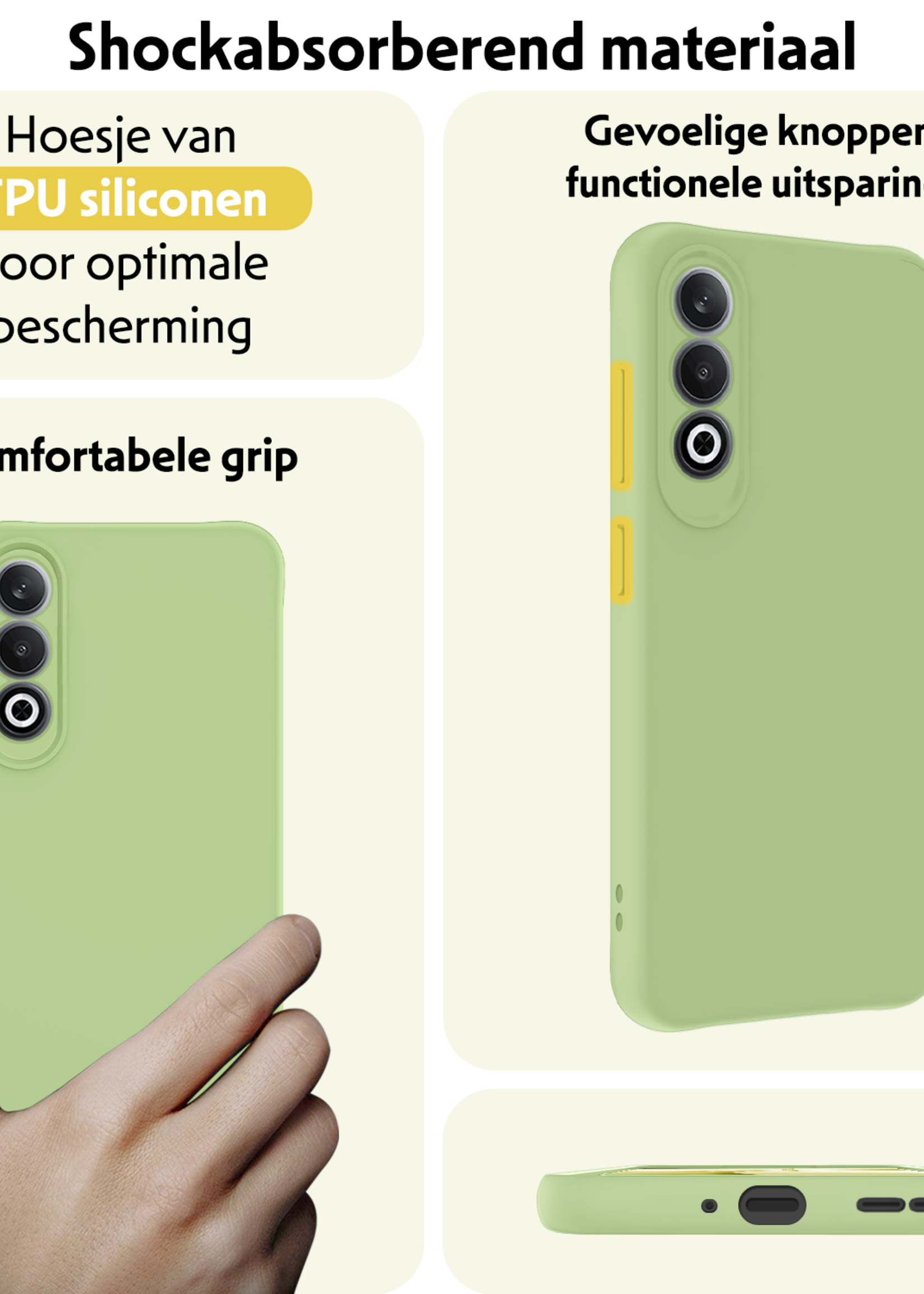 LUQ Hoesje Geschikt voor OnePlus Nord CE4 Hoesje Siliconen Case Hoes Met 2x Screenprotector - Hoes Geschikt voor OnePlus Nord CE4 Hoes Cover Case - Groen