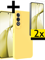 LUQ LUQ OnePlus Nord CE4 Hoesje Siliconen Met 2x Screenprotector - Geel