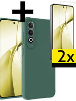 LUQ LUQ OnePlus Nord CE4 Hoesje Siliconen Met 2x Screenprotector - Donkergroen