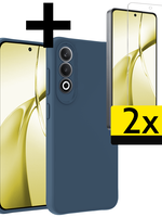 LUQ LUQ OnePlus Nord CE4 Hoesje Siliconen Met 2x Screenprotector - Donkerblauw