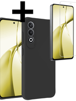 LUQ LUQ OnePlus Nord CE4 Hoesje Siliconen Met Screenprotector - Zwart