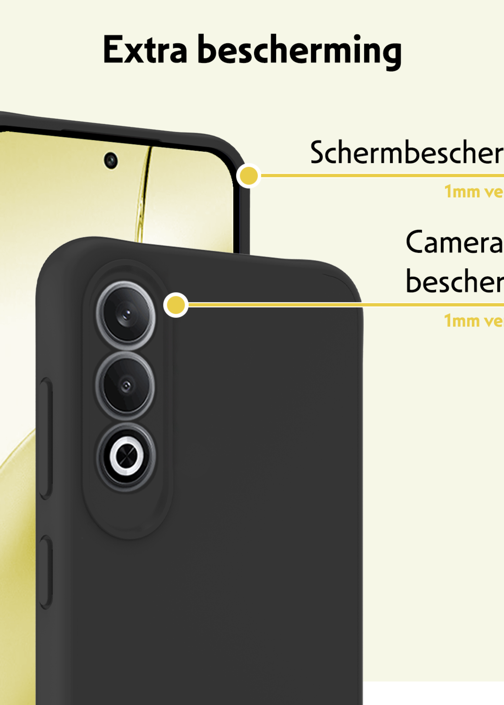 LUQ Hoesje Geschikt voor OnePlus Nord CE4 Hoesje Siliconen Case Hoes Met Screenprotector - Hoes Geschikt voor OnePlus Nord CE4 Hoes Cover Case - Zwart