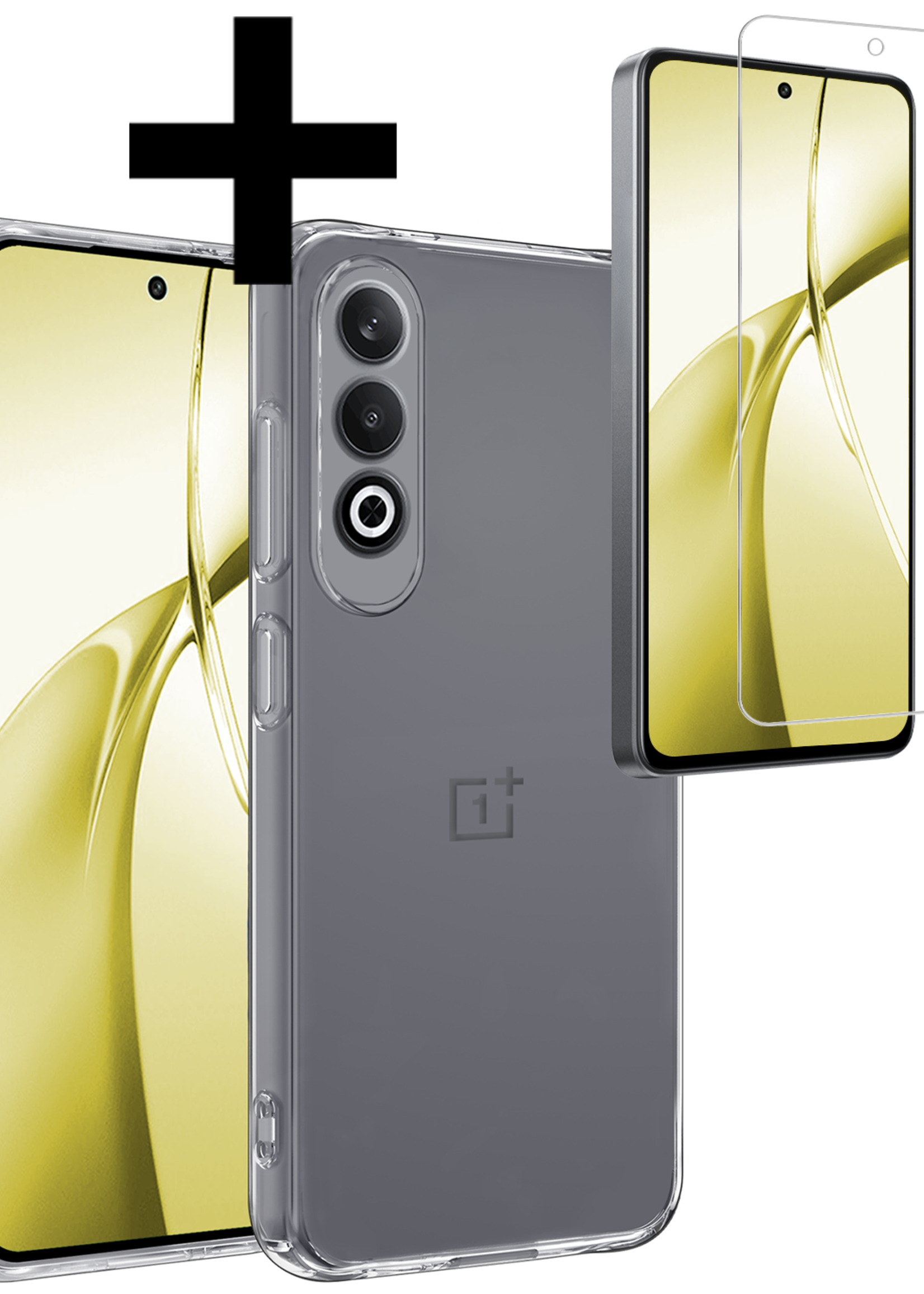 LUQ Hoesje Geschikt voor OnePlus Nord CE4 Hoesje Siliconen Case Hoes Met Screenprotector - Hoes Geschikt voor OnePlus Nord CE4 Hoes Cover Case - Transparant