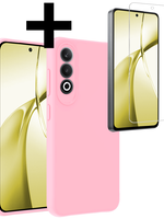 LUQ LUQ OnePlus Nord CE4 Hoesje Siliconen Met Screenprotector - Lichtroze