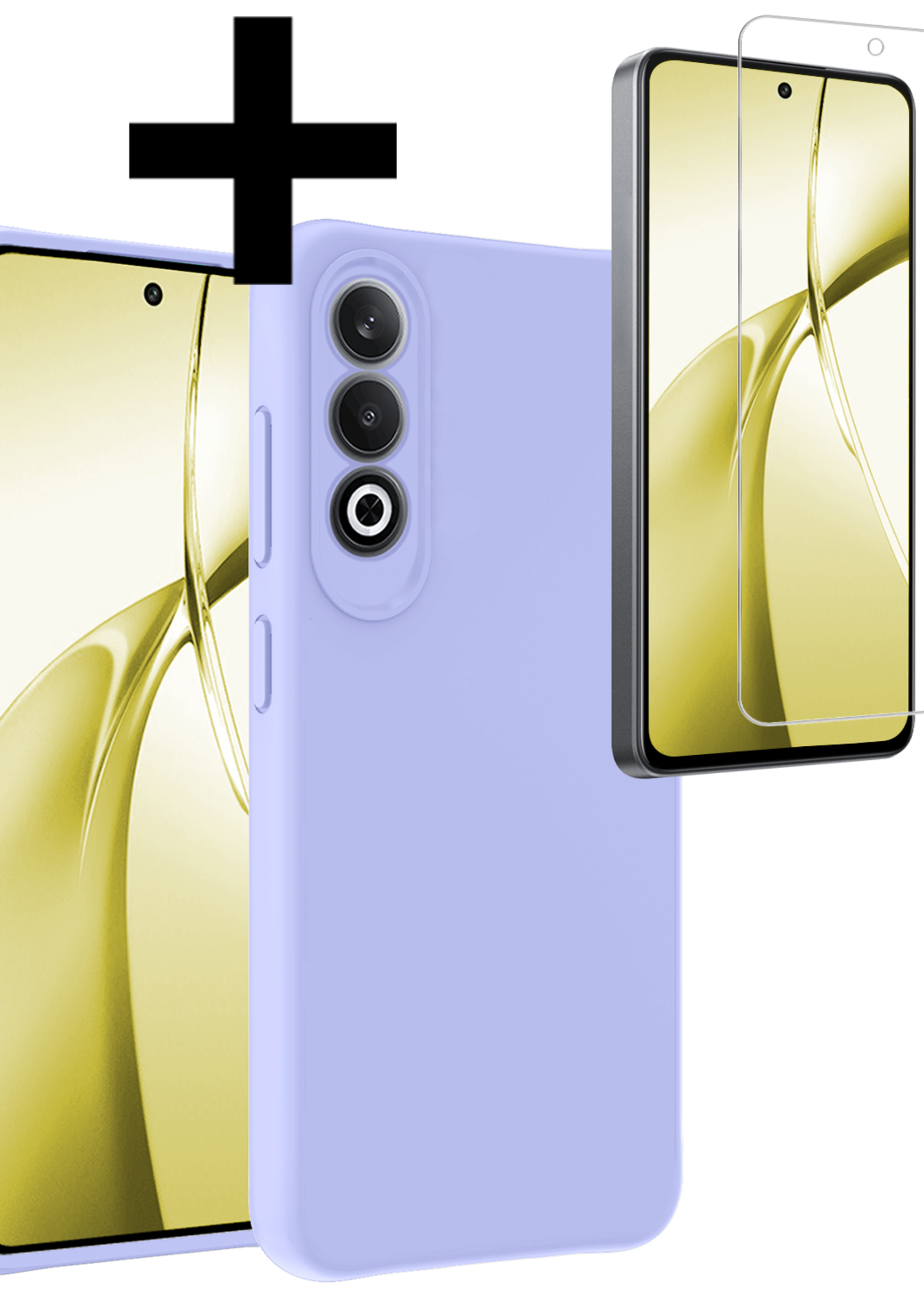 LUQ Hoesje Geschikt voor OnePlus Nord CE4 Hoesje Siliconen Case Hoes Met Screenprotector - Hoes Geschikt voor OnePlus Nord CE4 Hoes Cover Case - Lichtblauw