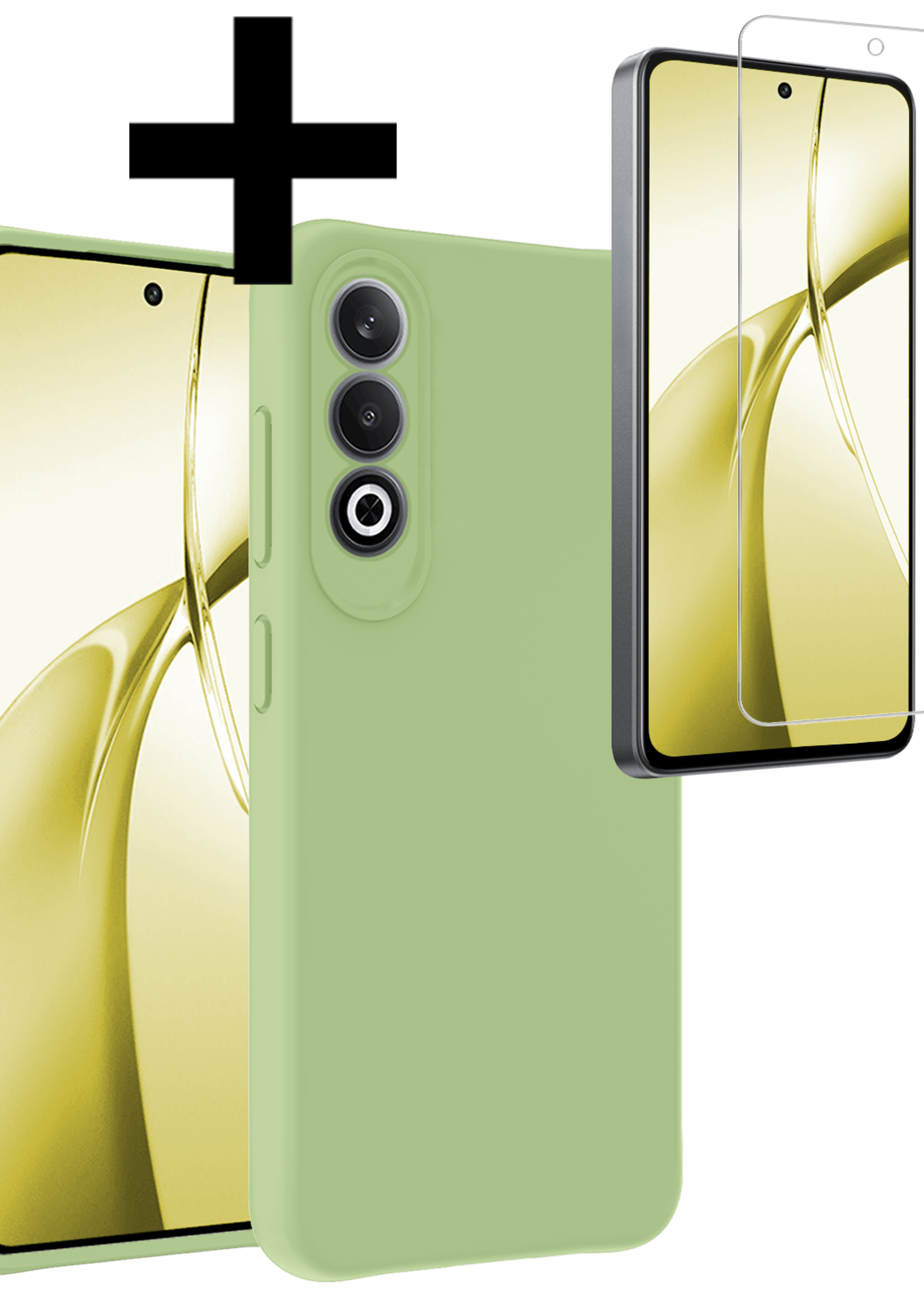 LUQ Hoesje Geschikt voor OnePlus Nord CE4 Hoesje Siliconen Case Hoes Met Screenprotector - Hoes Geschikt voor OnePlus Nord CE4 Hoes Cover Case - Groen