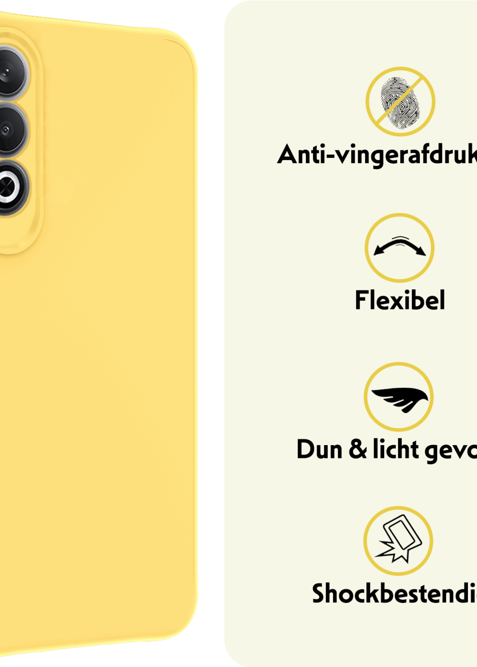 LUQ Hoesje Geschikt voor OnePlus Nord CE4 Hoesje Siliconen Case Hoes Met Screenprotector - Hoes Geschikt voor OnePlus Nord CE4 Hoes Cover Case - Geel