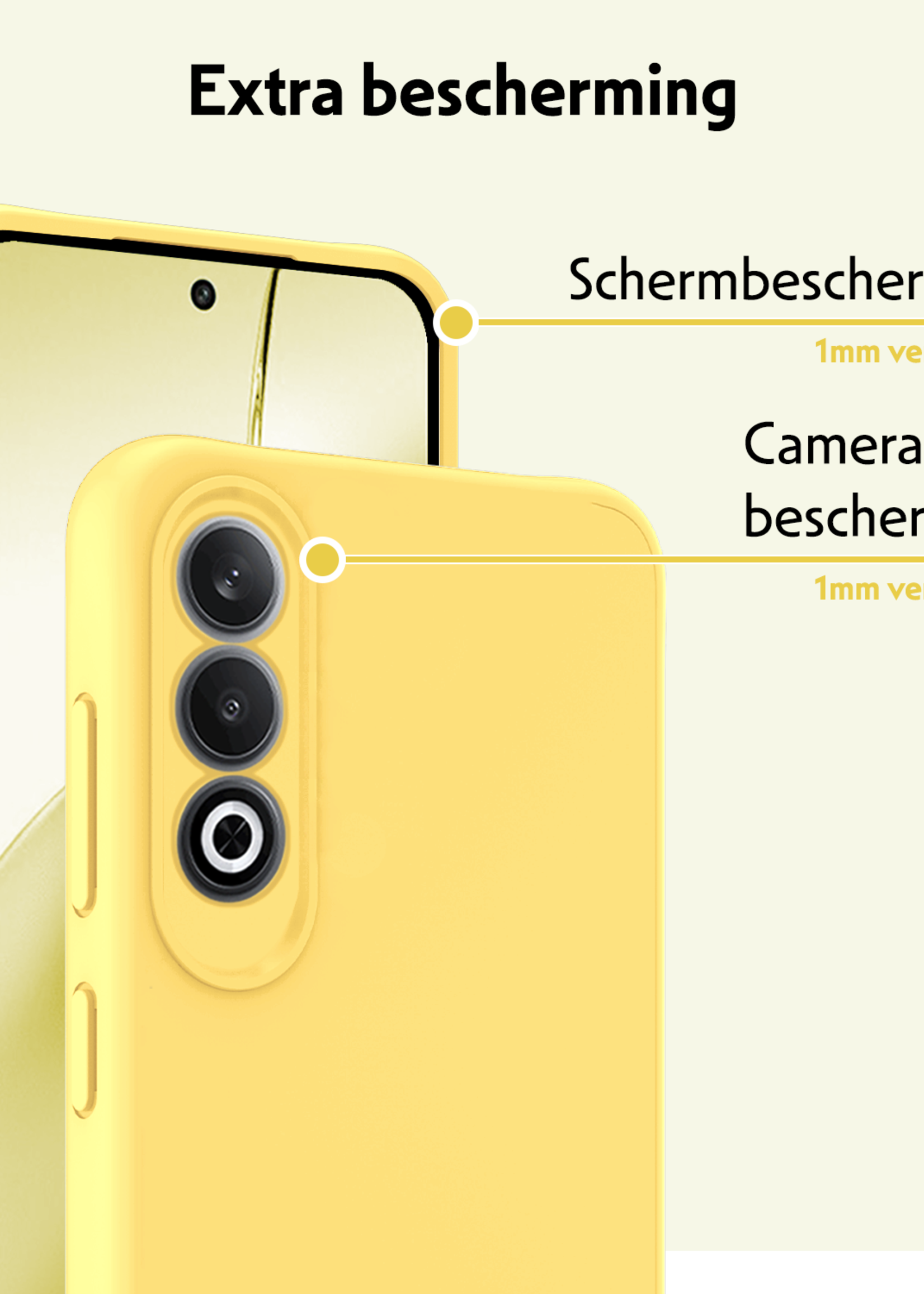 LUQ Hoesje Geschikt voor OnePlus Nord CE4 Hoesje Siliconen Case Hoes Met Screenprotector - Hoes Geschikt voor OnePlus Nord CE4 Hoes Cover Case - Geel