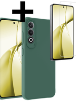 LUQ LUQ OnePlus Nord CE4 Hoesje Siliconen Met Screenprotector - Donkergroen