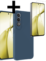 LUQ LUQ OnePlus Nord CE4 Hoesje Siliconen Met Screenprotector - Donkerblauw