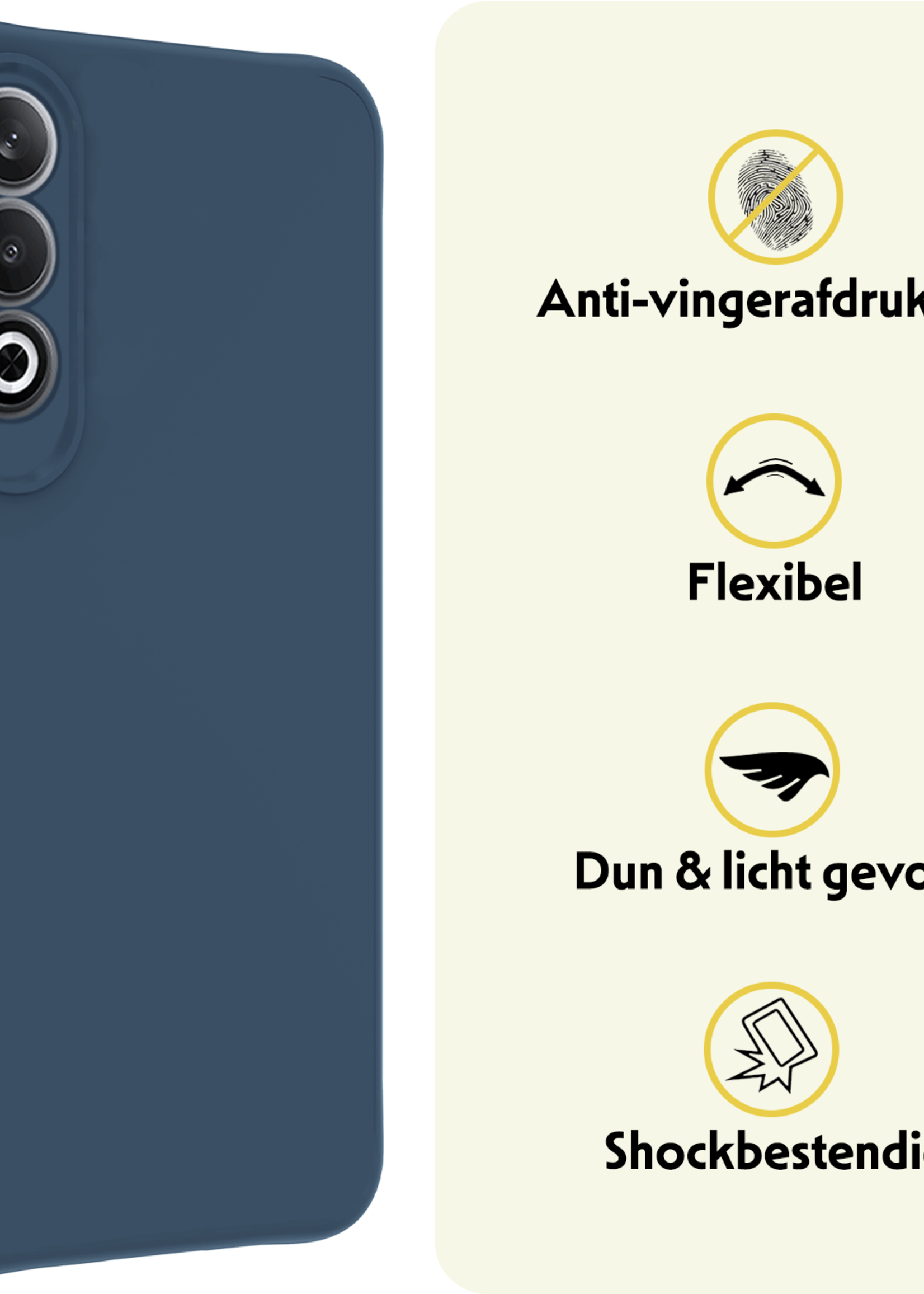 LUQ Hoesje Geschikt voor OnePlus Nord CE4 Hoesje Siliconen Case Hoes Met Screenprotector - Hoes Geschikt voor OnePlus Nord CE4 Hoes Cover Case - Donkerblauw