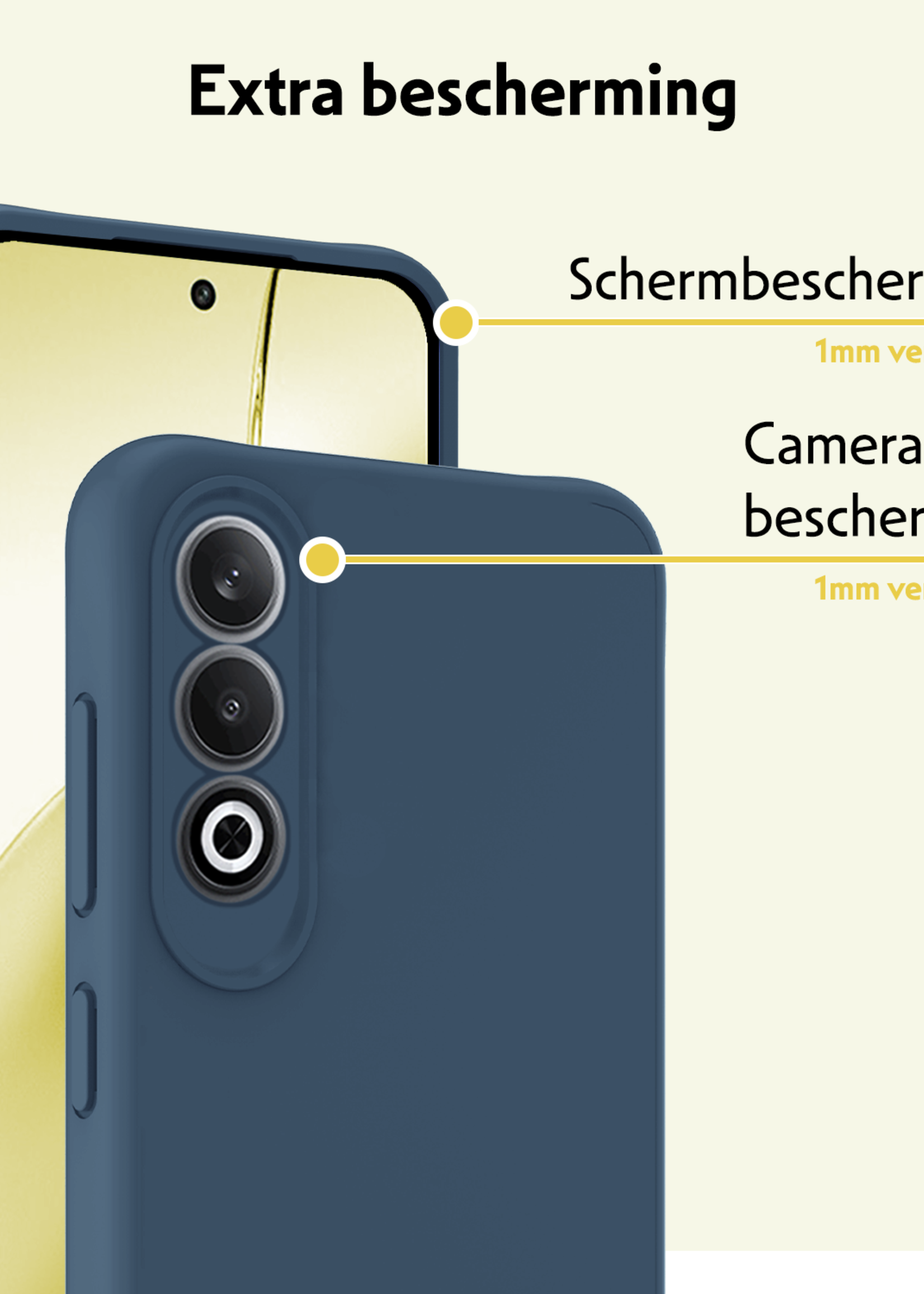 LUQ Hoesje Geschikt voor OnePlus Nord CE4 Hoesje Siliconen Case Hoes Met Screenprotector - Hoes Geschikt voor OnePlus Nord CE4 Hoes Cover Case - Donkerblauw