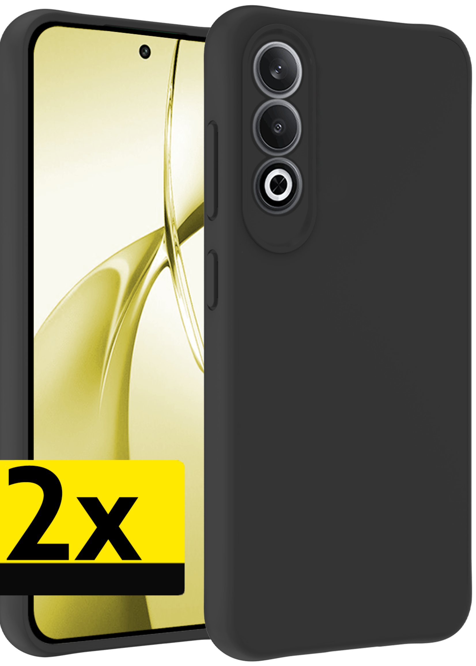 LUQ Hoesje Geschikt voor OnePlus Nord CE4 Hoesje Siliconen Case Hoes - Hoes Geschikt voor OnePlus Nord CE4 Hoes Cover Case - Zwart - 2 PACK