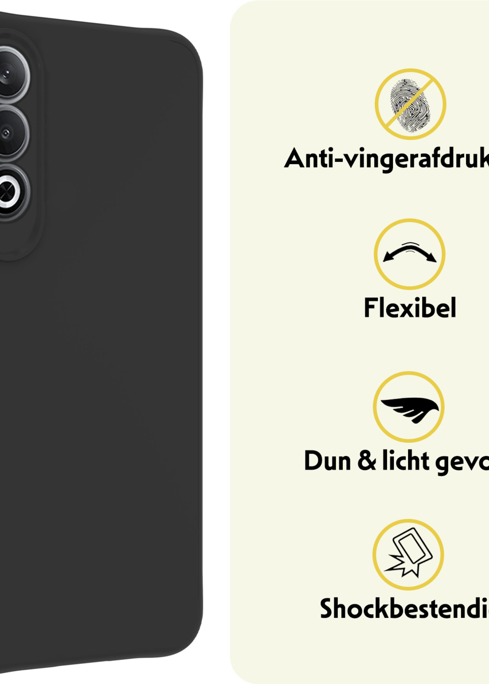 LUQ Hoesje Geschikt voor OnePlus Nord CE4 Hoesje Siliconen Case Hoes - Hoes Geschikt voor OnePlus Nord CE4 Hoes Cover Case - Zwart - 2 PACK