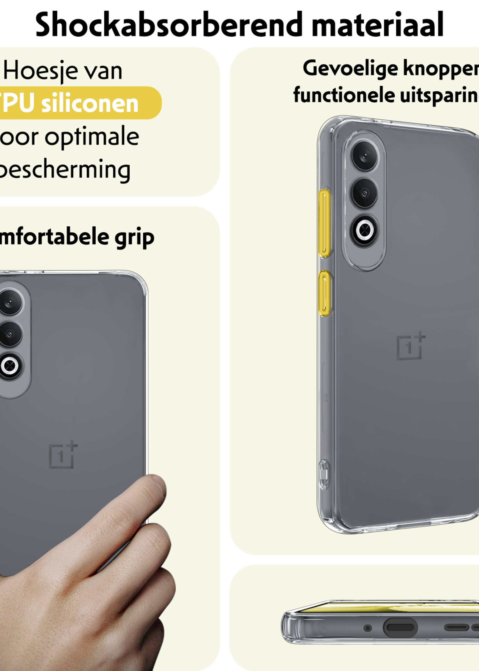 LUQ Hoesje Geschikt voor OnePlus Nord CE4 Hoesje Siliconen Case Hoes - Hoes Geschikt voor OnePlus Nord CE4 Hoes Cover Case - Transparant - 2 PACK