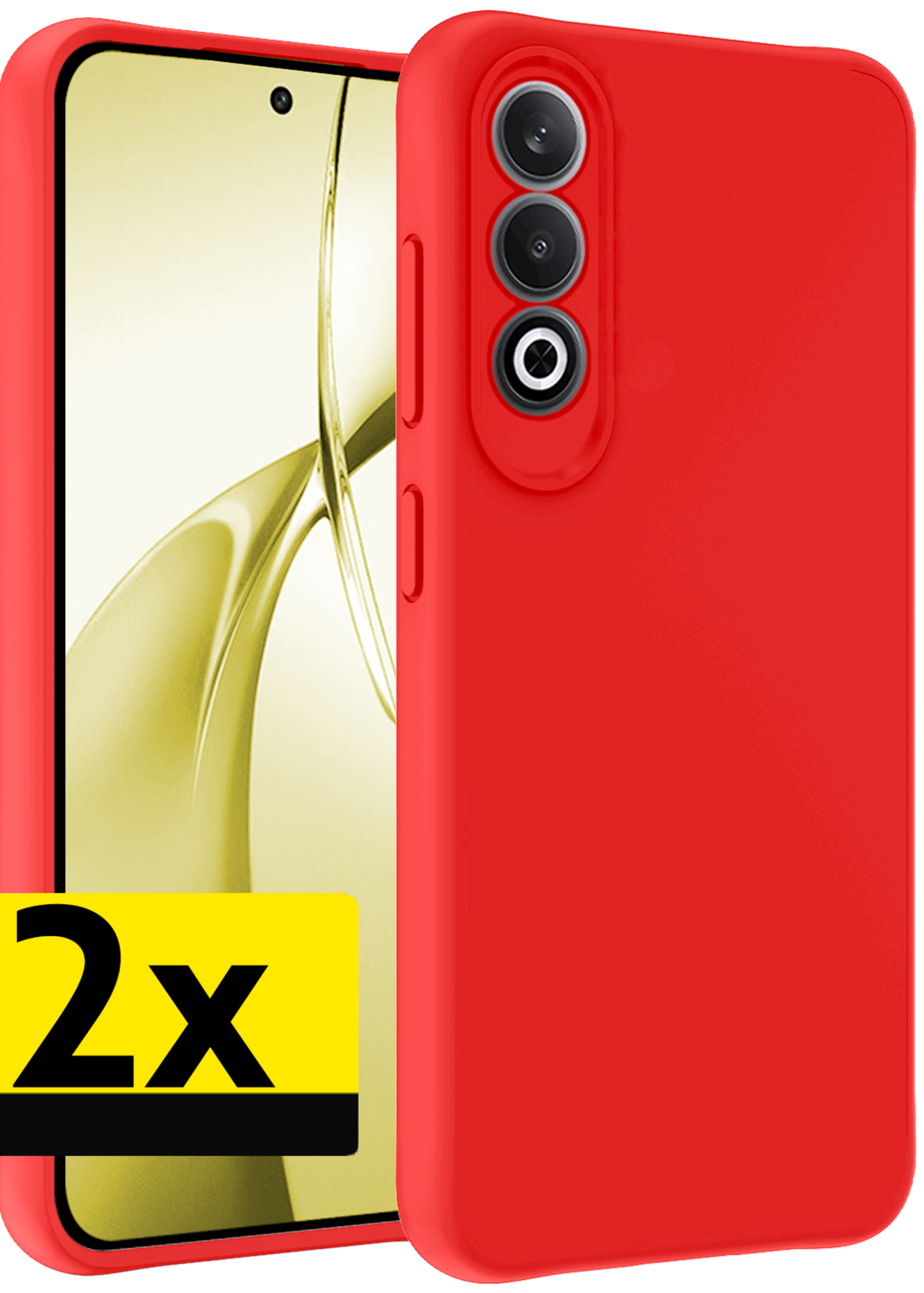 LUQ Hoesje Geschikt voor OnePlus Nord CE4 Hoesje Siliconen Case Hoes - Hoes Geschikt voor OnePlus Nord CE4 Hoes Cover Case - Rood - 2 PACK