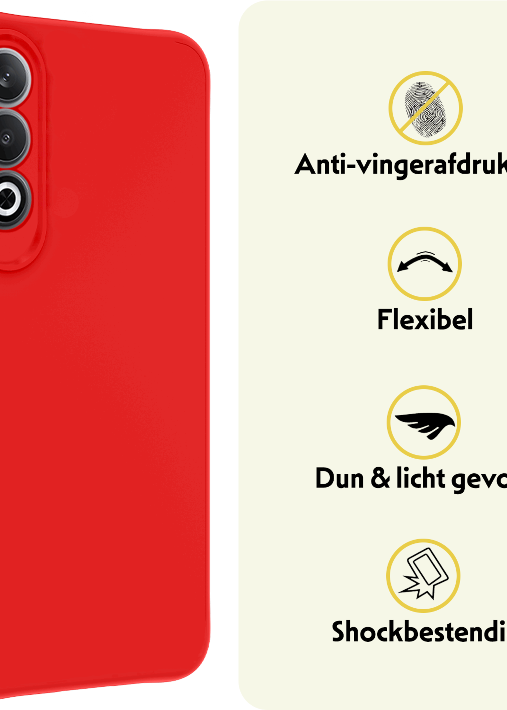 LUQ Hoesje Geschikt voor OnePlus Nord CE4 Hoesje Siliconen Case Hoes - Hoes Geschikt voor OnePlus Nord CE4 Hoes Cover Case - Rood - 2 PACK