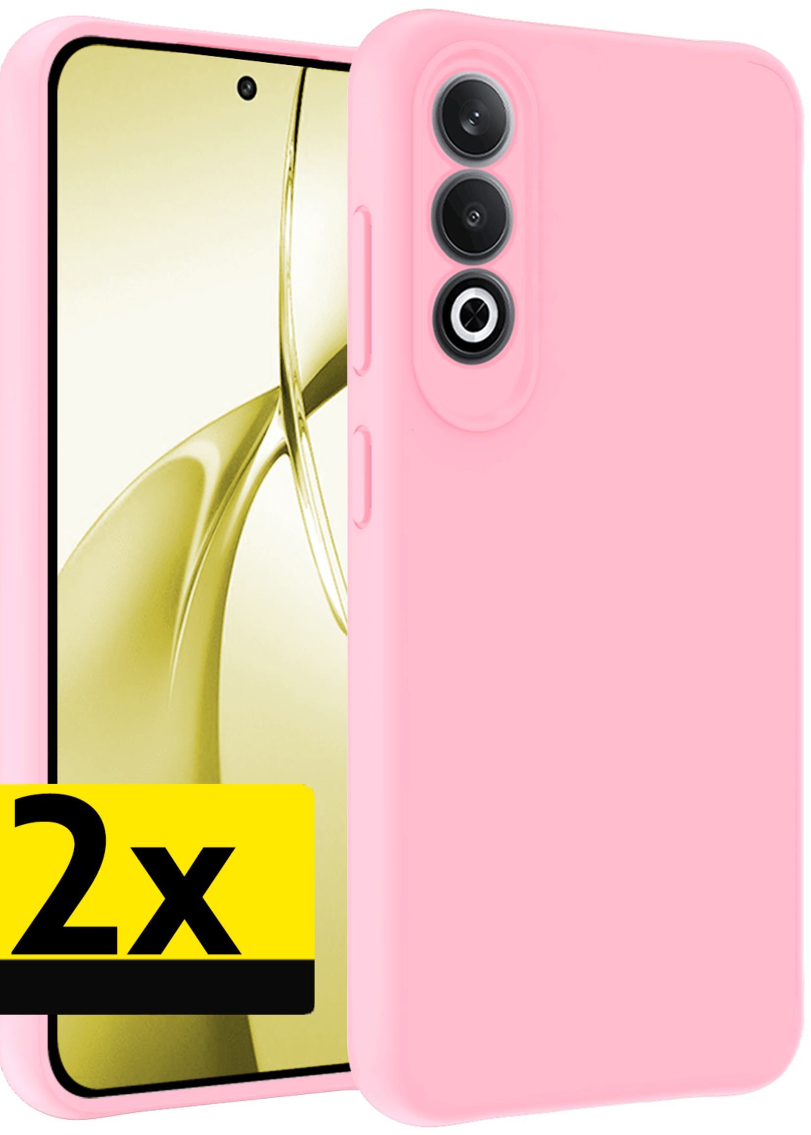 LUQ Hoesje Geschikt voor OnePlus Nord CE4 Hoesje Siliconen Case Hoes - Hoes Geschikt voor OnePlus Nord CE4 Hoes Cover Case - Lichtroze - 2 PACK