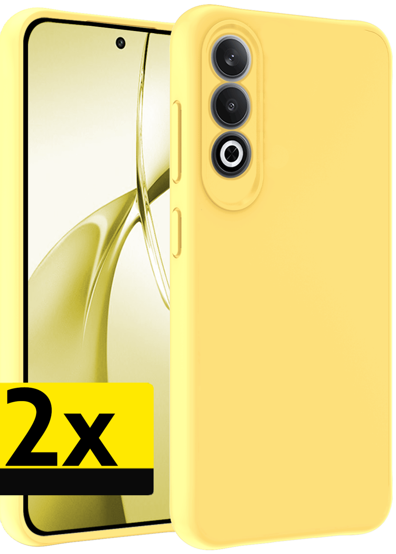 LUQ Hoesje Geschikt voor OnePlus Nord CE4 Hoesje Siliconen Case Hoes - Hoes Geschikt voor OnePlus Nord CE4 Hoes Cover Case - Geel - 2 PACK