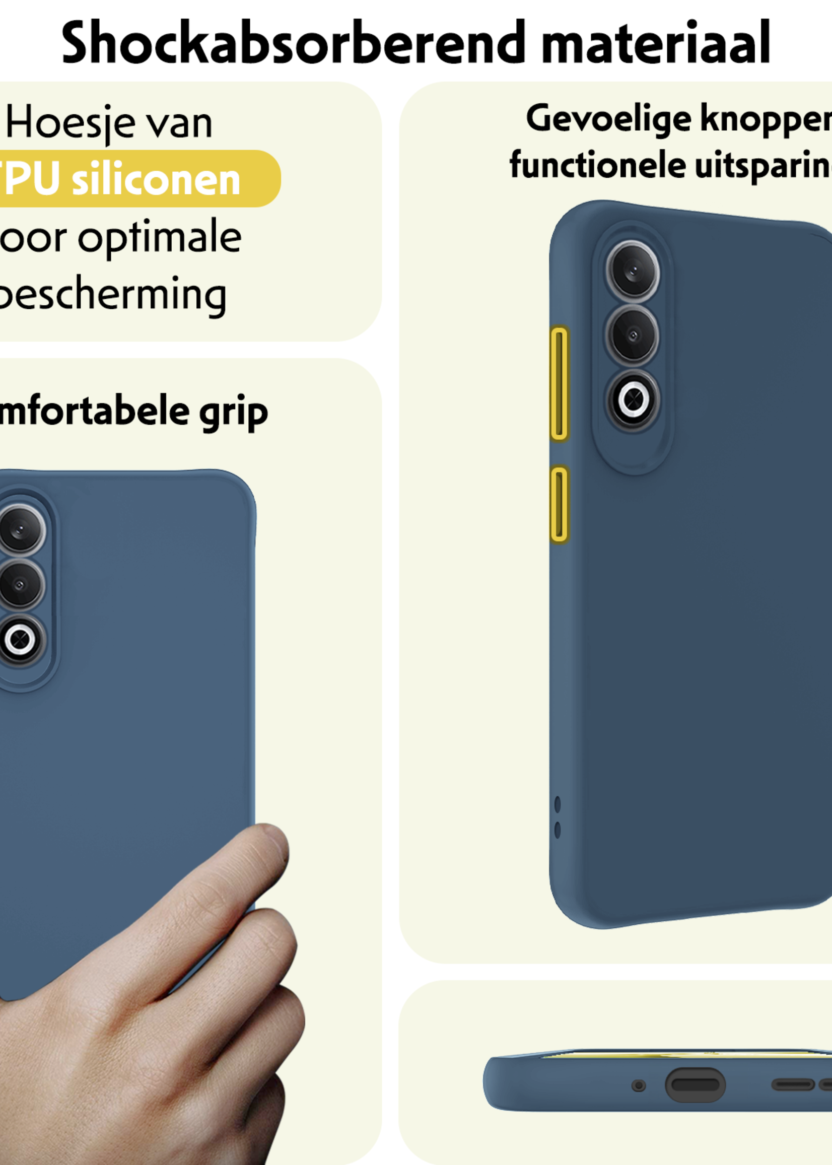 LUQ Hoesje Geschikt voor OnePlus Nord CE4 Hoesje Siliconen Case Hoes - Hoes Geschikt voor OnePlus Nord CE4 Hoes Cover Case - Donkerblauw - 2 PACK