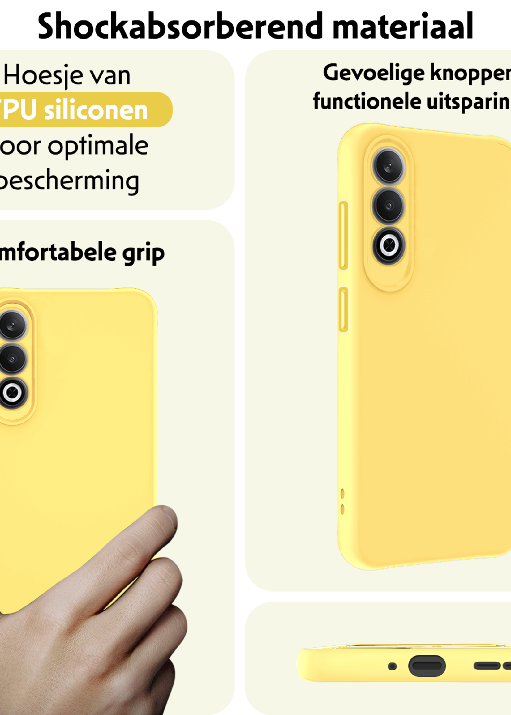 LUQ Hoesje Geschikt voor OnePlus Nord CE4 Hoesje Siliconen Case Hoes - Hoes Geschikt voor OnePlus Nord CE4 Hoes Cover Case - Geel