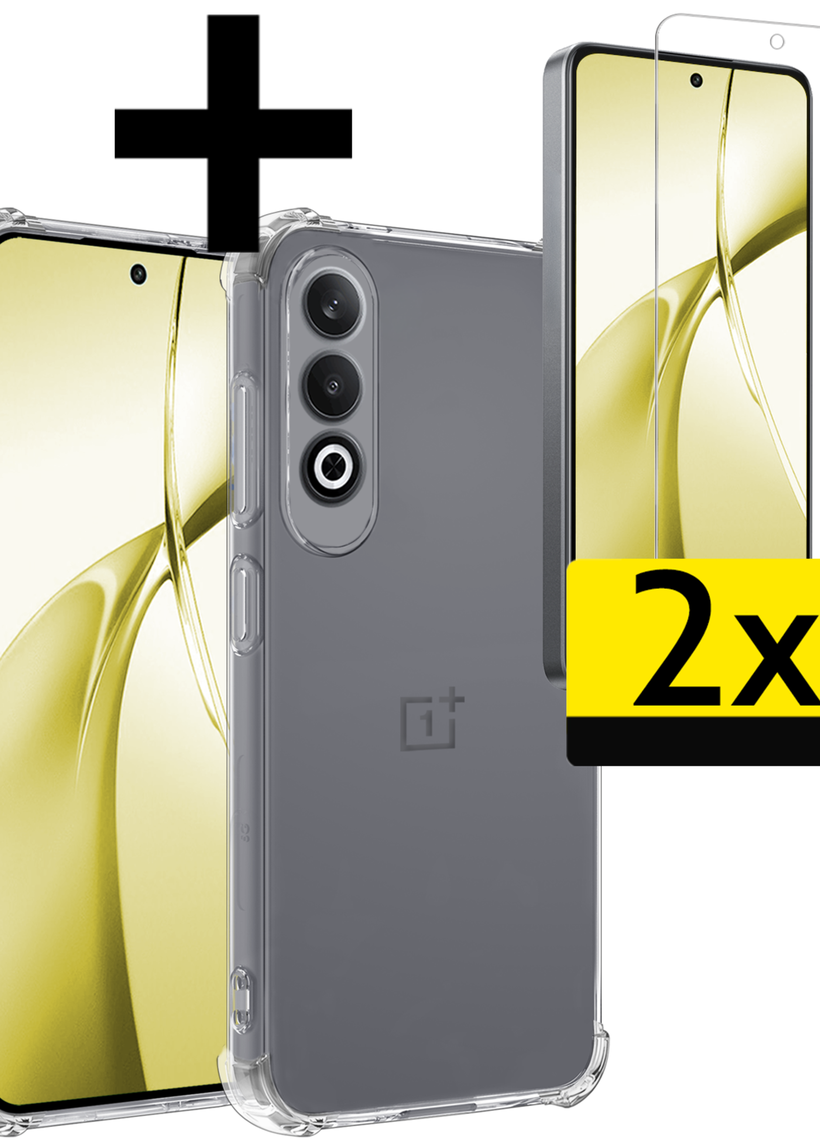 LUQ Hoesje Geschikt voor OnePlus Nord CE4 Hoesje Siliconen Shock Proof Case Hoes Met 2x Screenprotector - Hoes Geschikt voor OnePlus Nord CE4 Hoes Cover Case Shockproof - Transparant