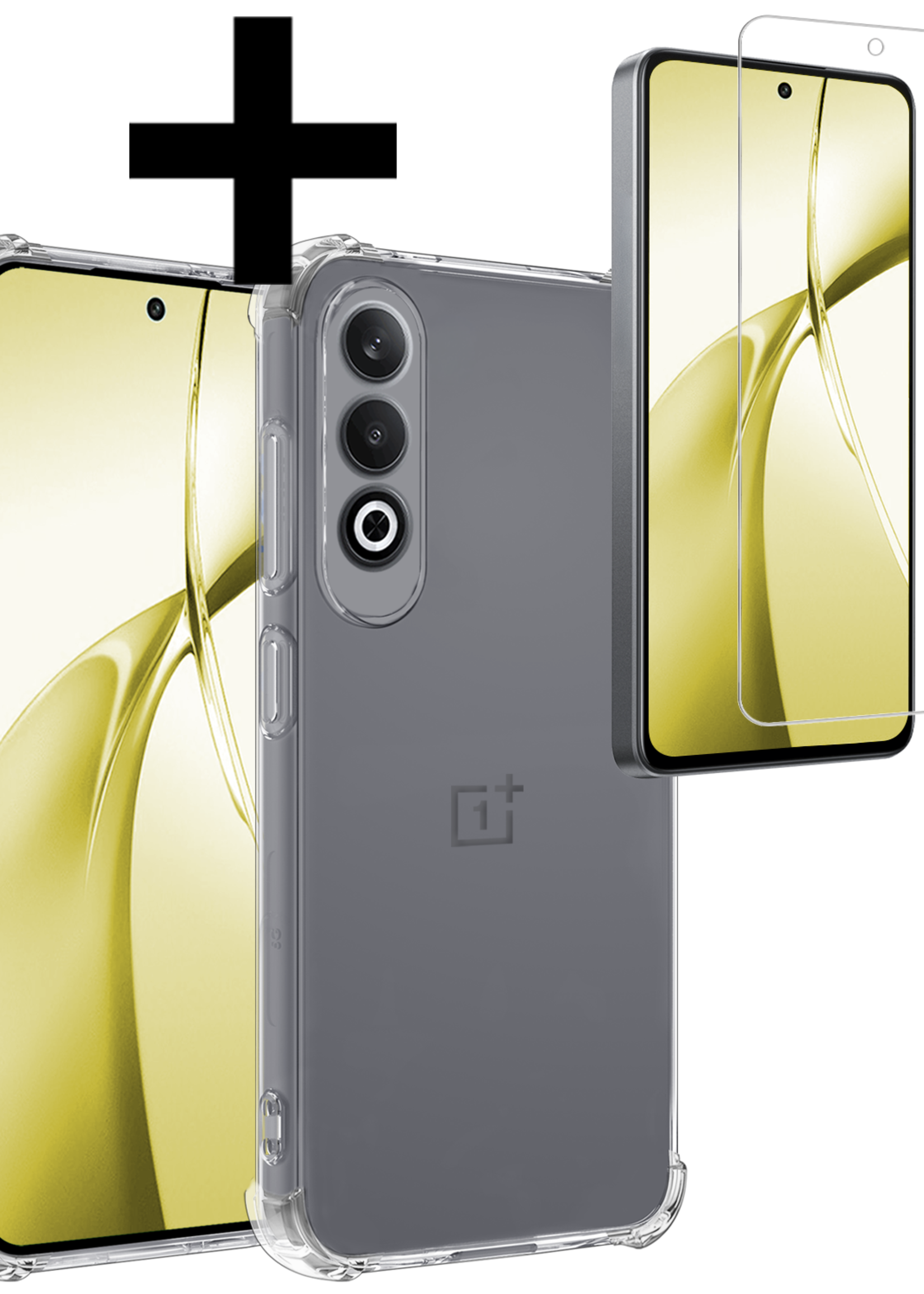 LUQ Hoesje Geschikt voor OnePlus Nord CE4 Hoesje Siliconen Shock Proof Case Hoes Met Screenprotector - Hoes Geschikt voor OnePlus Nord CE4 Hoes Cover Case Shockproof - Transparant