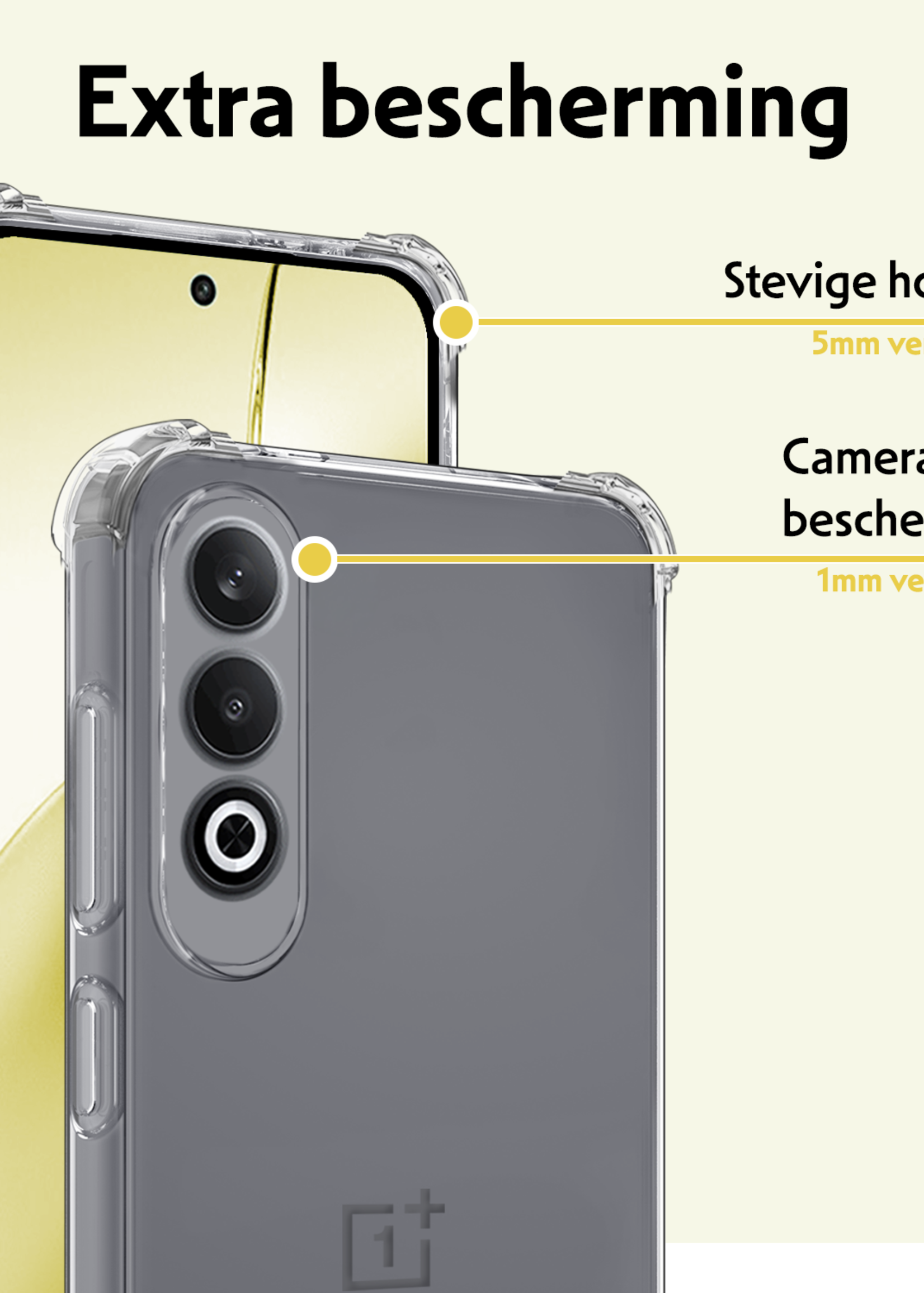 LUQ Hoesje Geschikt voor OnePlus Nord CE4 Hoesje Siliconen Shock Proof Case Hoes Met Screenprotector - Hoes Geschikt voor OnePlus Nord CE4 Hoes Cover Case Shockproof - Transparant