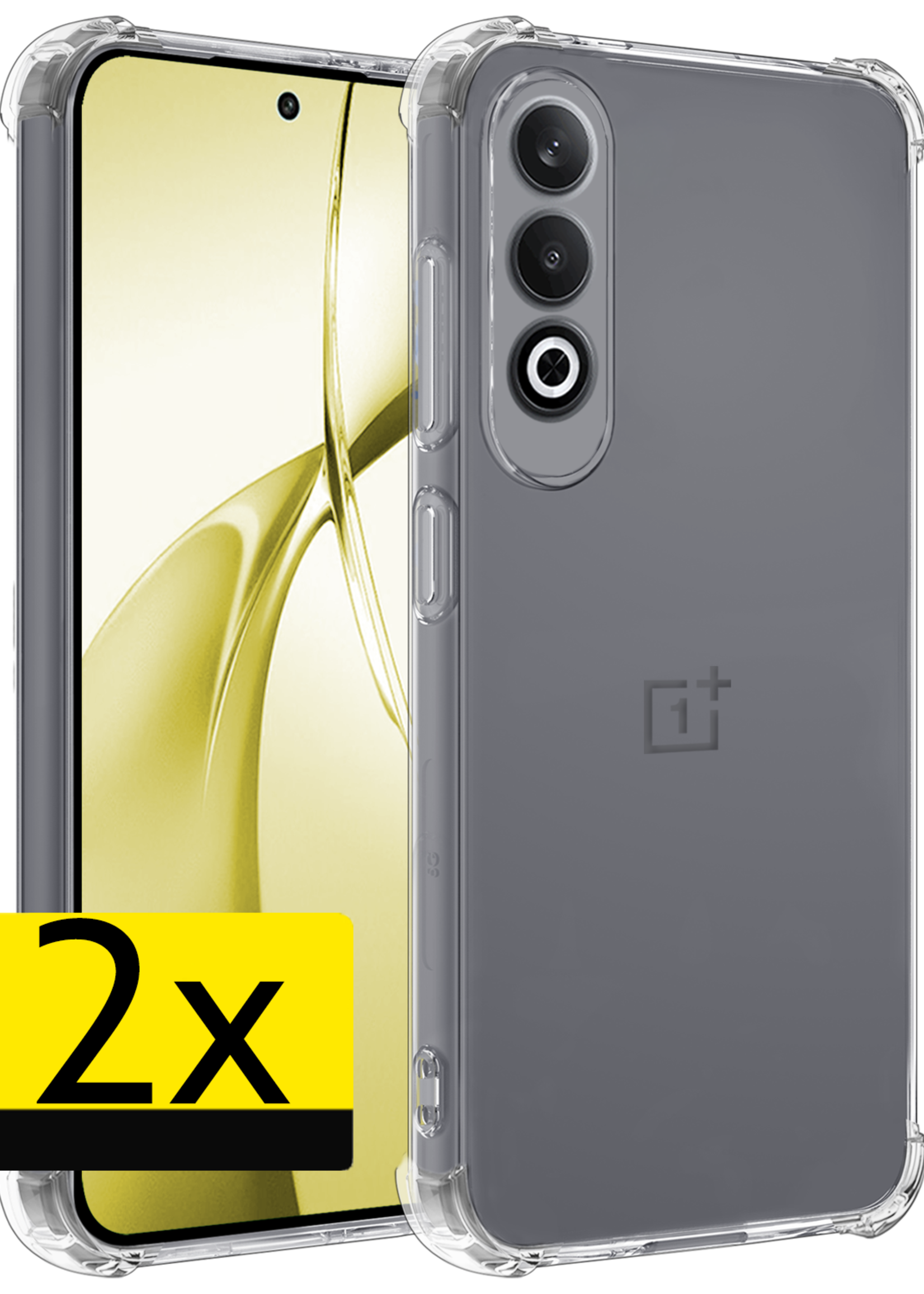 LUQ Hoesje Geschikt voor OnePlus Nord CE4 Hoesje Siliconen Shock Proof Case Hoes - Hoes Geschikt voor OnePlus Nord CE4 Hoes Cover Case Shockproof - Transparant - 2 PACK